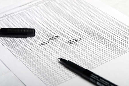 Photo of document & black penの写真素材