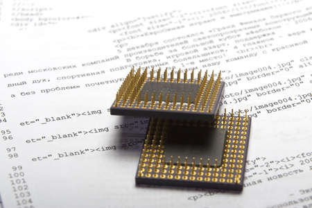 Photo of proccesor over documentの写真素材