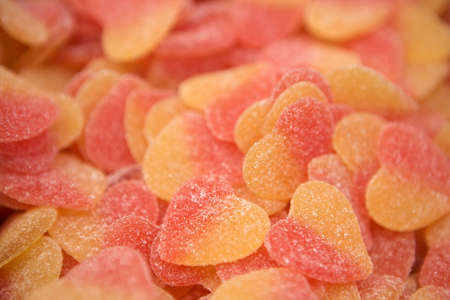 A photo of heart-shaped chewing marmaladeの写真素材