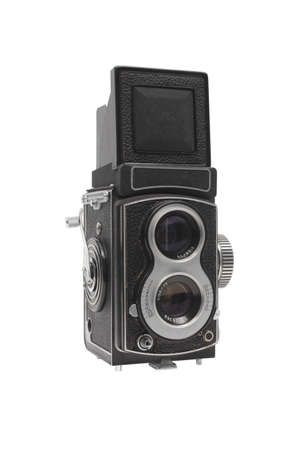 retro photo TLR camera isolated on white