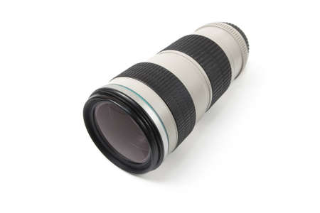 Telephoto lens isolated on white backgroundの写真素材