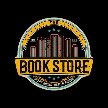 Bookshop logo design template. Vintage bookstore logo, emblem design concept, vector illustrationのイラスト素材