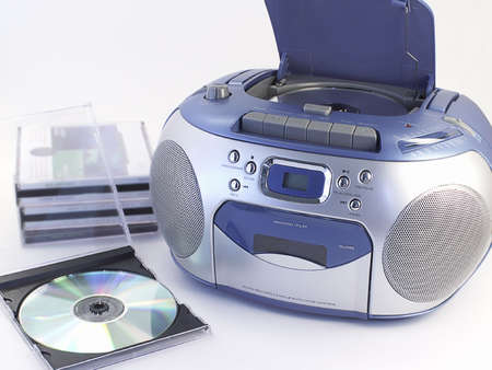 Boombox with music CDs.の写真素材