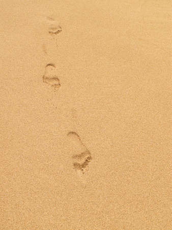 Footsteps in the sand of tropical tan beach.の写真素材