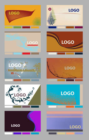 Colorful horizontal business card identity layouts with palettes in vector format.のイラスト素材