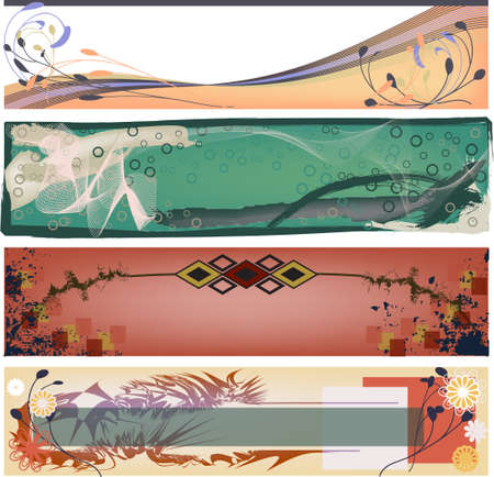 Four modern organic, grunge style banners perfect for headers, JPG and Vector available.のイラスト素材