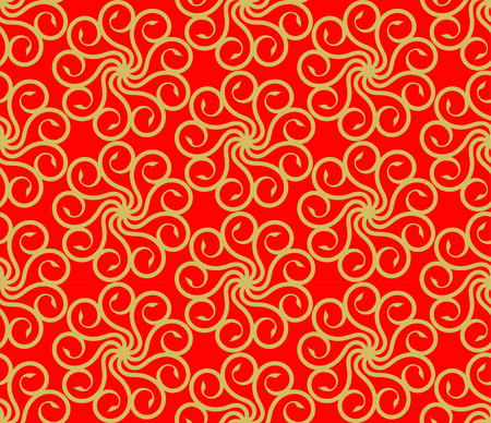 Gold vine on red pattern. Vector seamless patterns can be used for wallpaper pattern fills .のイラスト素材