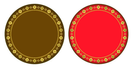Gold Jasmine circle frame circle frame can be used for border and background のイラスト素材