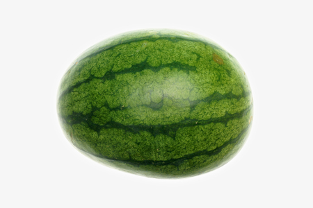 Fresh green watermelon put alone isolated with a white background の写真素材
