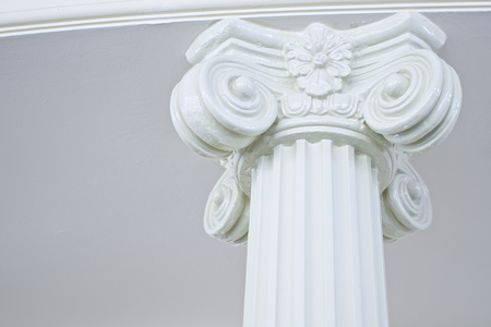 Close up white pillar like greek roman in vintage style.の写真素材