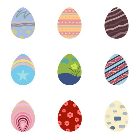 Set of easter eggs with colorful texture on a white background use for happy easter in spring holiday vector illustration.のイラスト素材
