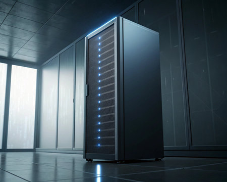 3d render of server room in datacenter. Data centerの素材