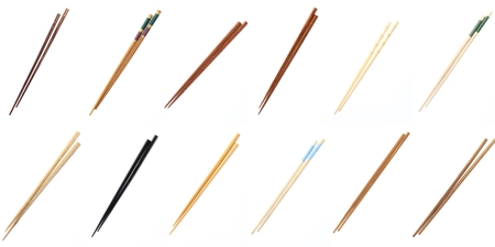 collection set chopsticks on white backgroundの写真素材