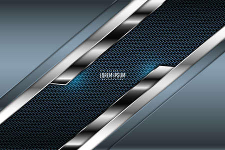 Metallic background.Blue and silver with carbon fiber texture.Metal technology concept.のイラスト素材