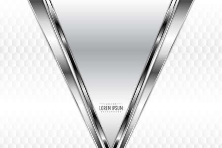 Metallic background.Gray and silver with bright polygon white space. Metal technology concept.のイラスト素材