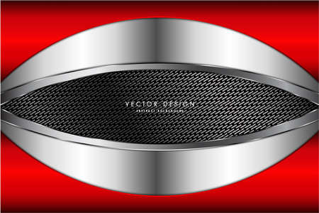 Metallic background.Luxury of red and silver with carbon fiber texture. Metal technology concept.のイラスト素材