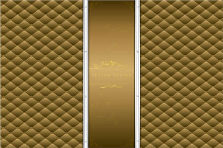 Metallic background. Elegant of gold metal with upholstery modern design. Luxury for wedding, invitation or golden greeting card.のイラスト素材