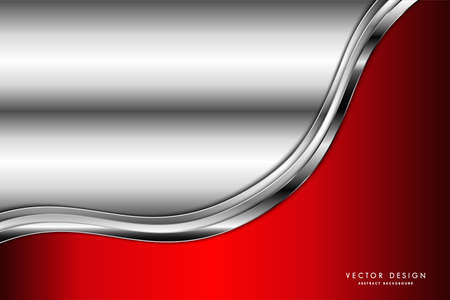 Metallic background.Red and gray with silver glossy.Luxury metal modern design.のイラスト素材