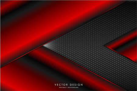 Metallic background.Red with gray carbon fiber texture.Arrow shape metal technology concept.のイラスト素材