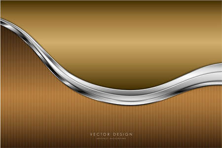 Metallic background.Gold and silver with carbon fiber.Golden line luxury metal modern design.のイラスト素材