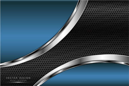 Metallic background.Blue and silver with carbon fiber texture.Metal technology concept.のイラスト素材