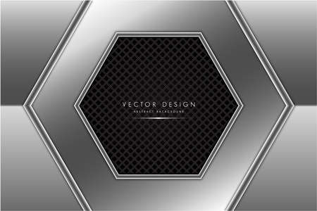 Metallic of grey with polygon shape.Dark space technology concept.のイラスト素材
