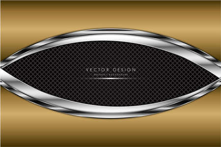 Metallic background.Luxury of gold and silver with carbon fiber.Golden line metal modern design.のイラスト素材