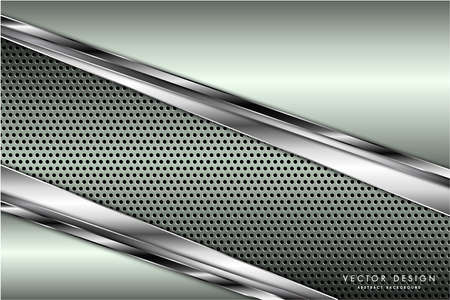 Metallic background.Green and silver with carbon fiber texture. Metal technology concept.のイラスト素材