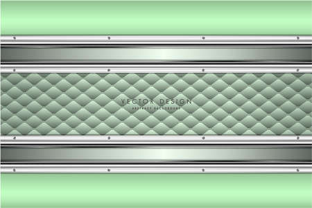 Metallic background. Elegant of green and silver metal with upholstery modern design. Luxury for wedding, invitation or greeting card.のイラスト素材