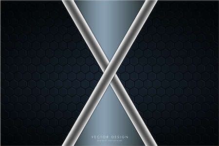 Metallic background. Blue and silver with carbon fiber. Polygon shape metal technology concept.のイラスト素材