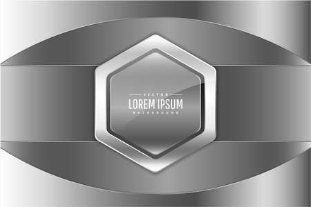 Metallic background.Gray and silver with polygon shape button.Elegant metal modern design.のイラスト素材