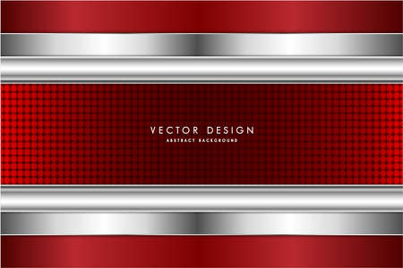 Metallic background.Red and silver with carbon fiber texture.Metal technology concept.のイラスト素材