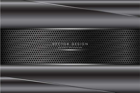 Metallic background.Gray and silver with carbon fiber texture.Metal technology concept.のイラスト素材