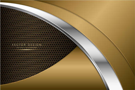 Metallic background.Luxury of gold and silver with carbon fiber texture.Arrow shape golden metal modern design.のイラスト素材