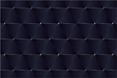 Abstract background with seamless pattern of blue triangles and golden lines modern design.のイラスト素材