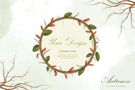 Autumn background with leaf and rope decoration.のイラスト素材