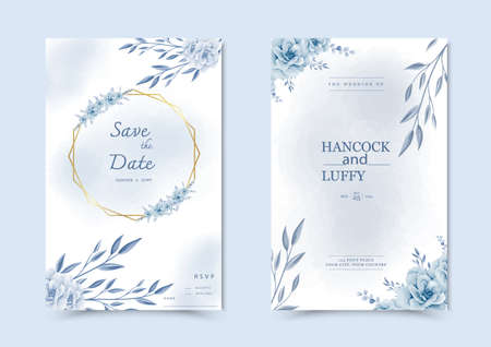 Beautiful background with watercolor floral wedding invitation card template.のイラスト素材