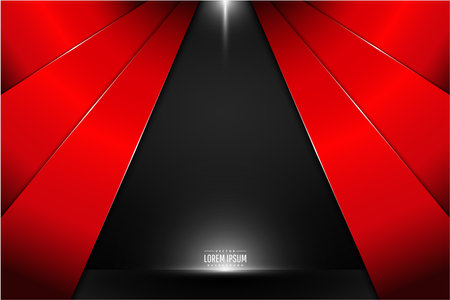 Red metal technology background with glowing light and dark space.Vector illustration.Eps10のイラスト素材