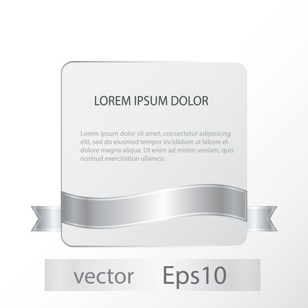 Celebration paper card with bright silver ribbon modern design.Vector illustration.のイラスト素材