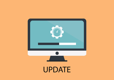 Data update or synchronize with bar process icon flat design vector illustration.Eps10.のイラスト素材
