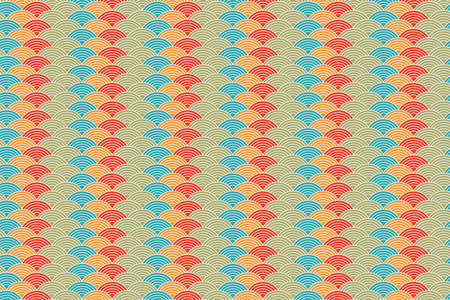 Japanese or chinese fabric traditional background with circle wave. Design for decorative,wallpaper; clothing; wrapping.Vector illustration.Eps10のイラスト素材