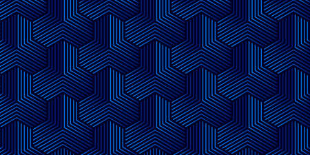 Abstract geometric seamless pattern background design modern with triangle 3d shape. Dark blue gradient technology concept. Vector illustration. Eps10のイラスト素材