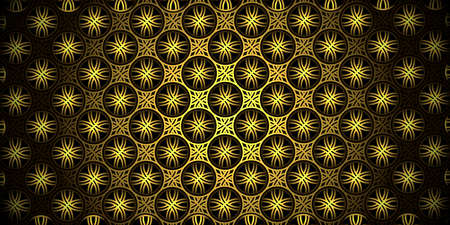 Golden art deco seamless patterns traditional background. Luxury decorative ornaments with circle...