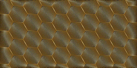 Abstract geometric pattern hexagon shape with striped lines golden wave. luxury gold background for...