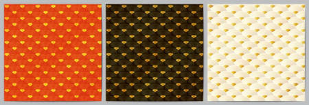 Set of japanese or chinese pattern with circle overlapping. Luxury traditional gold...
