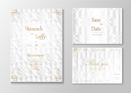 Elegant wedding invitation card template floral design luxury background with white and gold. Vector illustration.Eps10のイラスト素材