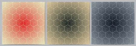 Set of abstract geometric pattern with polygonal shape. Stripes lines background design japanese or...