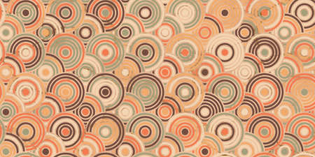 Abstract geometric pattern circle overlapping retro design. Orange background with marble texture style vintage 
のイラスト素材