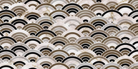 Japanese pattern circle overlapping. Luxury gold and gray background with marble textureのイラスト素材