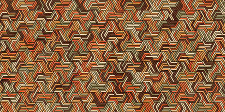 Geometric pattern with stripes wavy lines polygonal shape. Grunge orange background of colorful and...